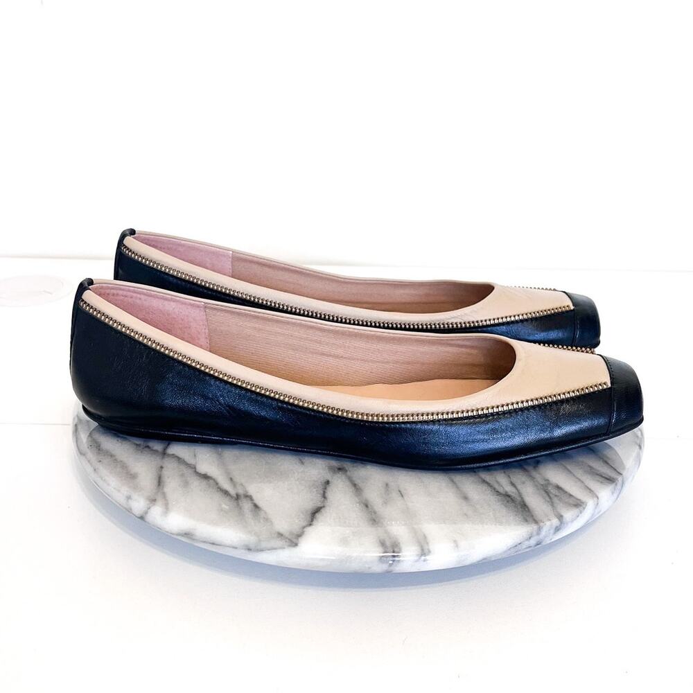 French Sole New York FS/NY Leather Ballet Flats Shoes Size 10.5B Black Spain